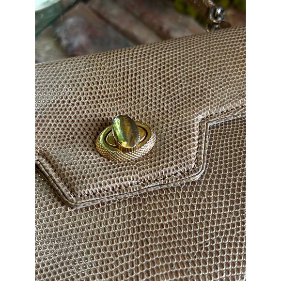 GUCCI Beige Vintage Lizard Embossed Satchel - Picture 5 of 13